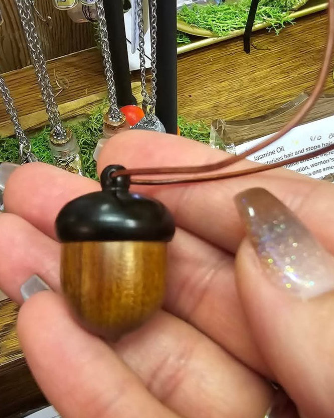 Acorn locket necklaces
